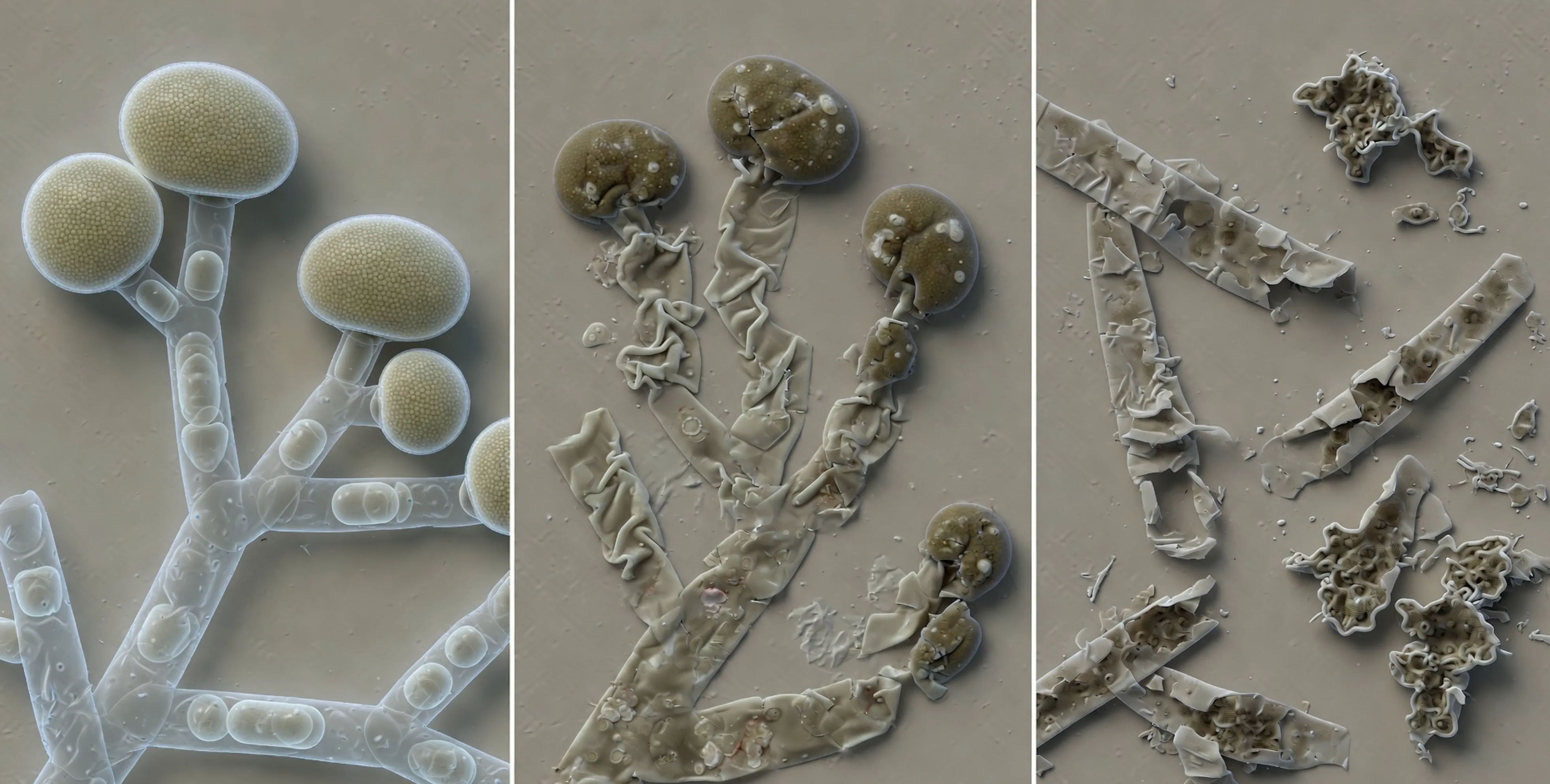 Microscopic progression showing continuous air and surface sanitisation.